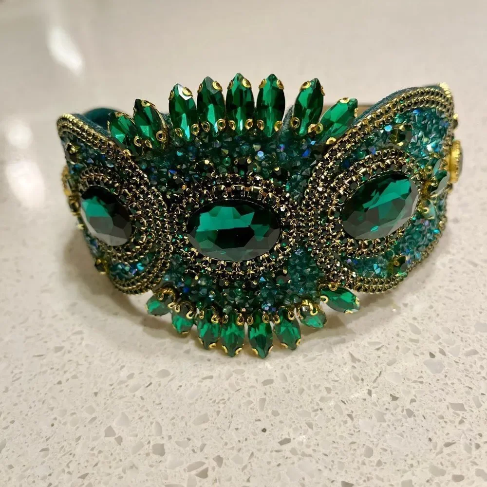 Cubic Zirconia Decor Headband Gorgeous Wide Edge Gem Rhinestone‎ Headband